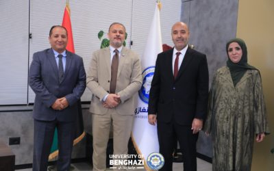 رئيس جامعة بنغازي يستقبل لجنة التدقيق لمنح الترخيص الفني لبرنامج الدكتوراه بقسم المناهج وطرق التدريس
